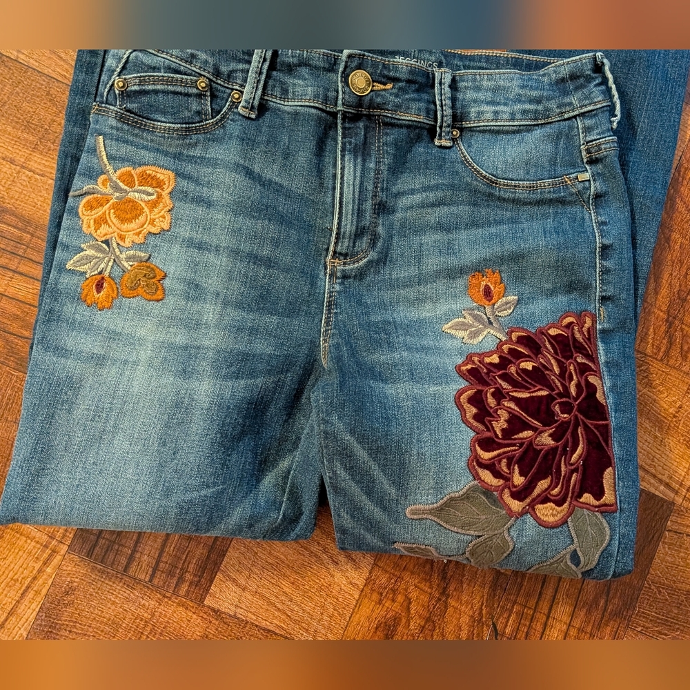 Chico's Floral Embroidered Jeggings Skinny Women's Jeans Size 4R - Picture 2 of 6